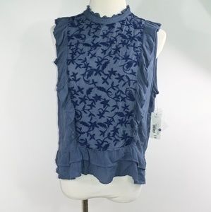 A.n.a Womans Blouse Top Size Large Blue